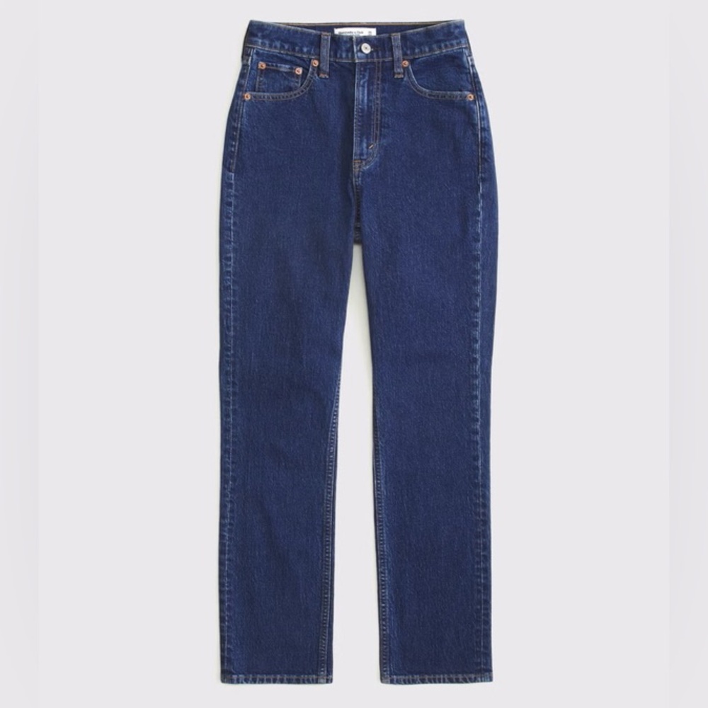 Abercrombie & Fitch High-Rise Dark Blue Jeans - Ankle Straight - Picture 2 of 5
